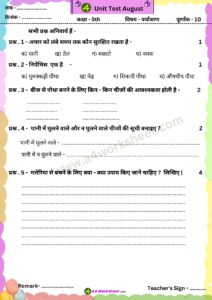 Sample question paper for monthly test, Unit test examination for all classes and all subject download PDF NCERT Worksheet
